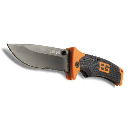 BEAR GRYLLS FOLDING SHEATH KNIFE (DROP POINT, SERRATED)